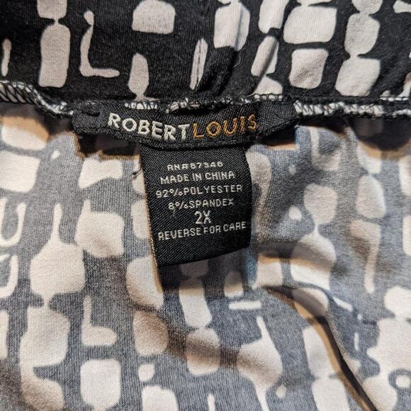 ROBERT LEWIS BLACK & WHITE GEOMETRIC PRINT MAXI SKIRT - 2X - Picture 3 of 6